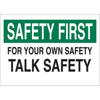 "Talk Safety" Sign, 10" x 14", Aluminum, English Seagulf Marine Industries Inc.