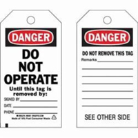 Self-Laminating Safety Tags, Polyester, 3" W x 5-3/4" H, English Seagulf Marine Industries Inc.