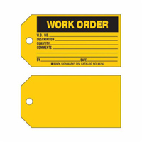 "Work Order" Tag, Paper, 5-3/4" W x 3" H, English Seagulf Marine Industries Inc.