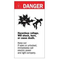 Enseigne Danger Hazardous Voltage, 8" x 4-1/2", Acrylique, Anglais avec pictogramme Seagulf Marine Industries Inc.