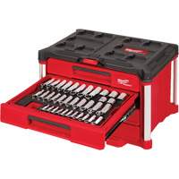 242-Piece 1/4”, 3/8” & 1/2” Drive Metric & SAE Ratchet & Socket Set with PACKOUT 4-Drawer Tool Box, 16-3/10" x 22-1/5" x 14-3/10", Black/Red Seagulf Marine Industries Inc.