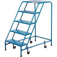 Rolling Step Ladder, 5 Steps, 18" Step Width, 46" Platform Height, Steel Seagulf Marine Industries Inc.
