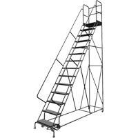 Escabeaux roulants &agrave; dessus profond, 14 marches, Largeur de la marche 24", Hauteur de la plateforme 140", Acier Seagulf Marine Industries Inc.