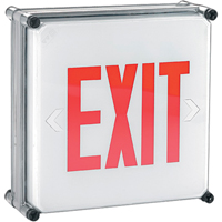 Aqua NEMA 4x Exit Signs, LED, Hardwired, 11-3/4" L x 11-3/4" W, English Seagulf Marine Industries Inc.