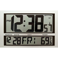 Jumbo Clock, Digital, Battery Operated, 16.5" W x 1.7" D x 11" H, Silver Seagulf Marine Industries Inc.